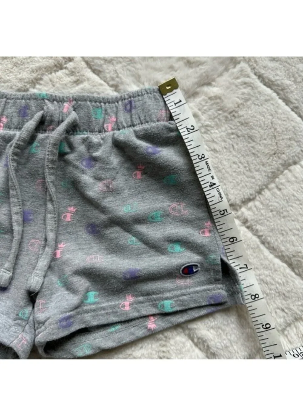 Champion | Gray & Pastel Allover Print French Terry Shorts | Size 2T